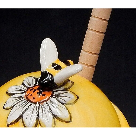Blue Sky Clayworks Honey Pot Jar With Bee Lid & Wooden Dipper 2020 - Picture 6 of 8